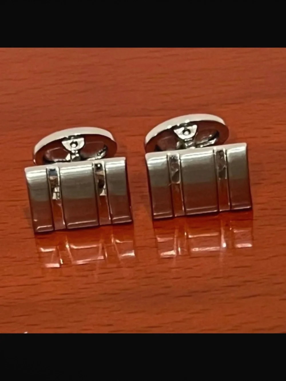 Rectangle Brushed Polish Curved Cufflinks - I Set